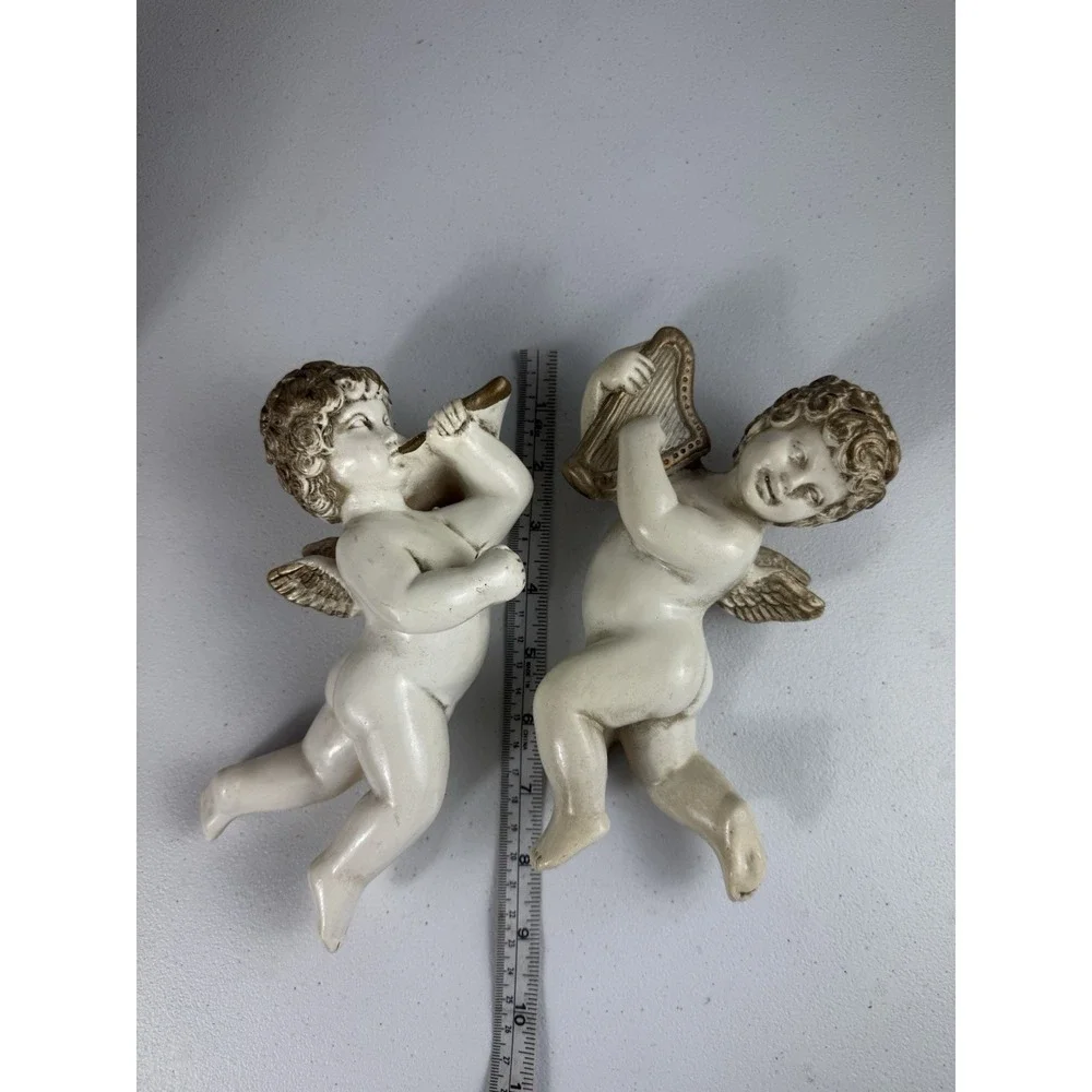 Vintage Universal Statuary Corp Chicago 1958 Cherub Angels Set 2 Wall Hanger 💛